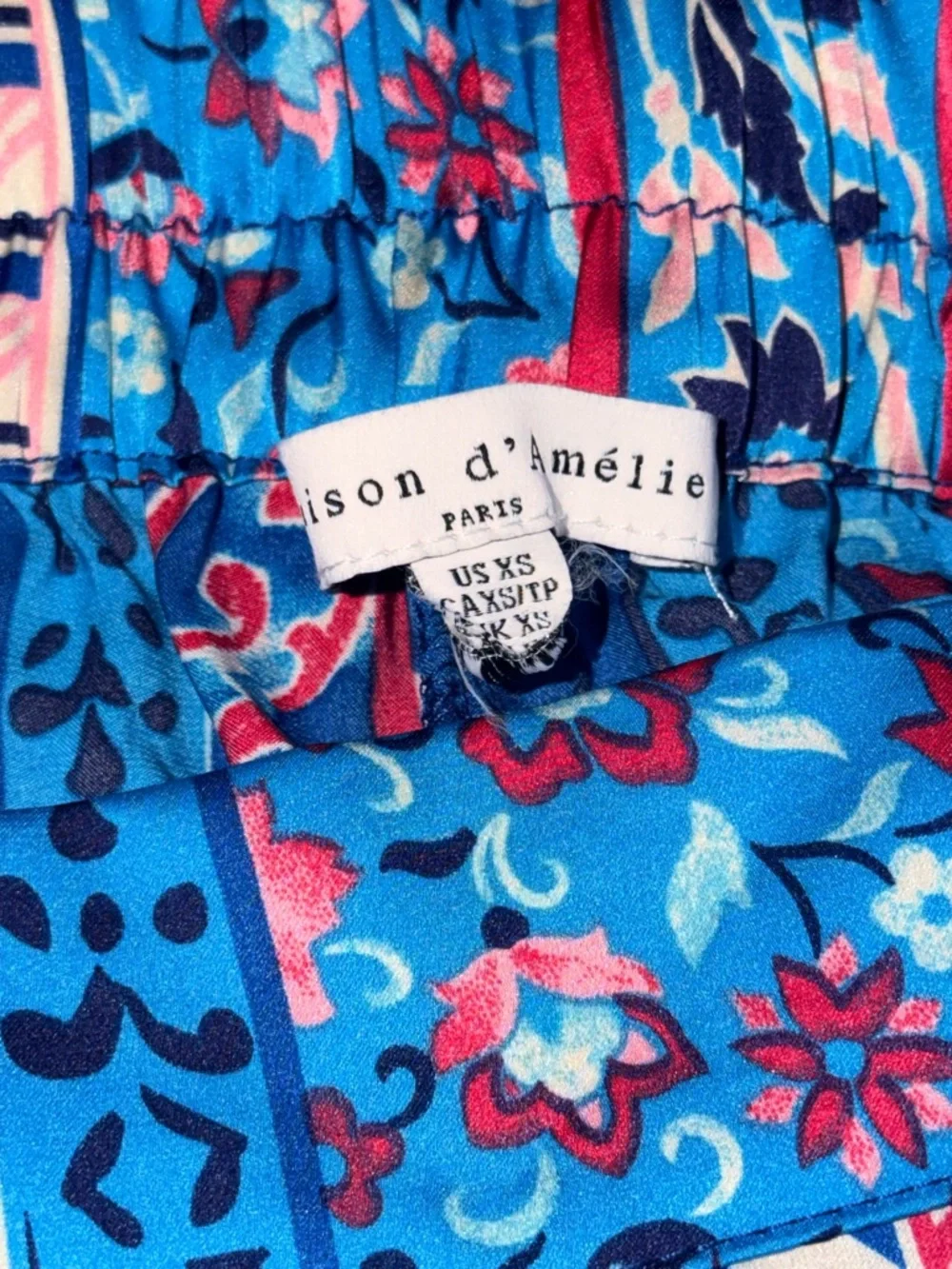 Maison D’ Amelie - Bright Blue Patterned Wide-Leg Palazzo Pants —#138 - Picture 7 of 10